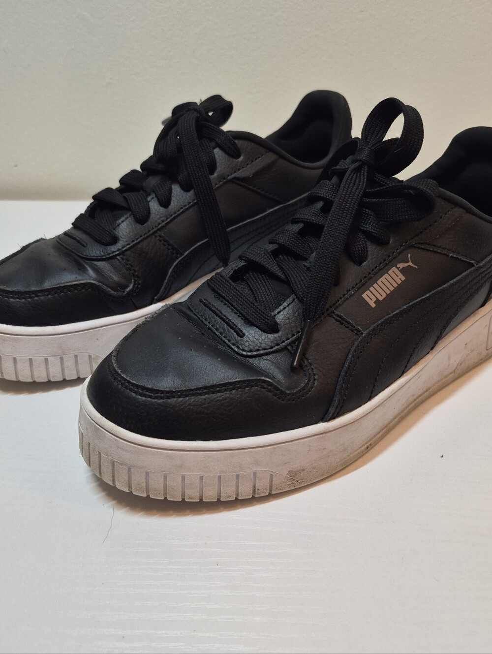 Puma Women's Black Sneakers with White Platform Sole